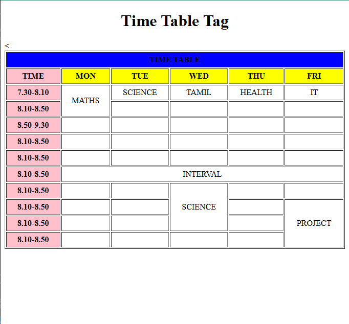 Time Table Project img